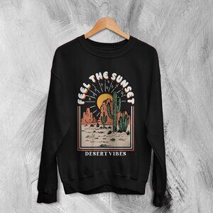 Nature Desert Vibes Feel The Sunset Outdoor Adventure Retro Hiking Sweatshirt166